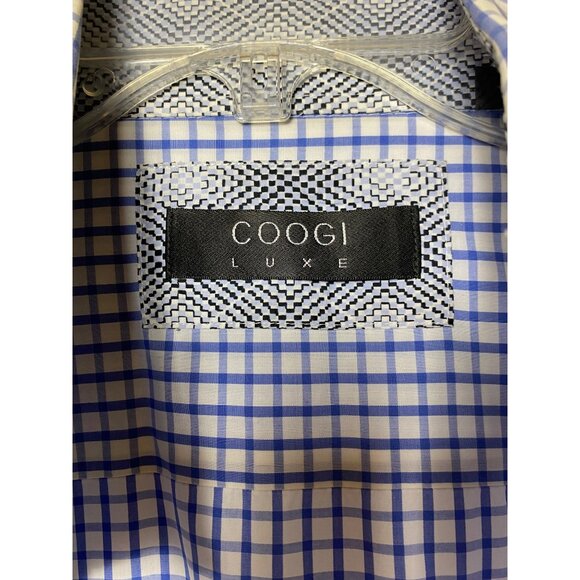 Coogi Luxe Mens Blue White Checkered Long Sleeve Button-Up Shirt  Size Large‎ - Picture 3 of 6